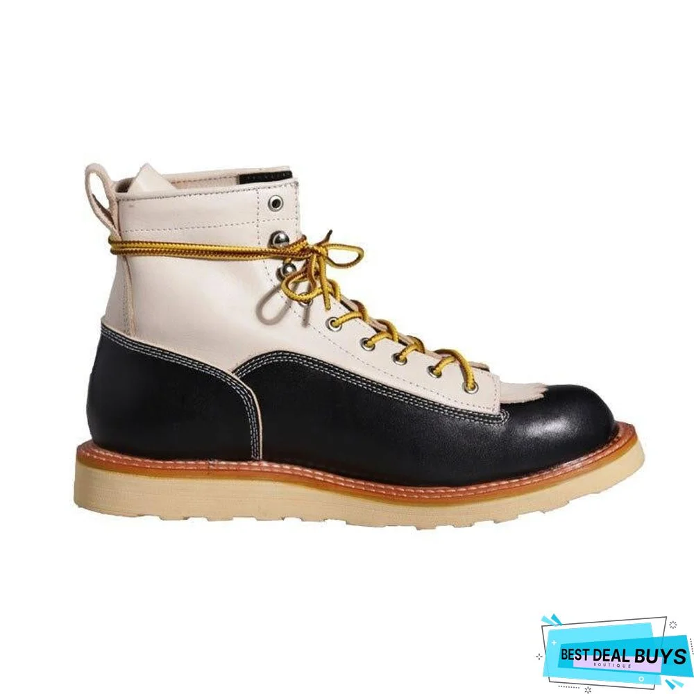 High Top Shoes Men England Style Vintage Casual Work Boots Lace Up Office Shoes