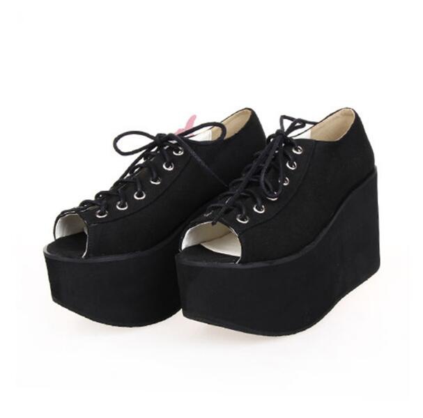 TAAFO Woman Girl Punk Shoes Lady High Heels Pumps Women Princess Dress Sandals 34-47 10cm