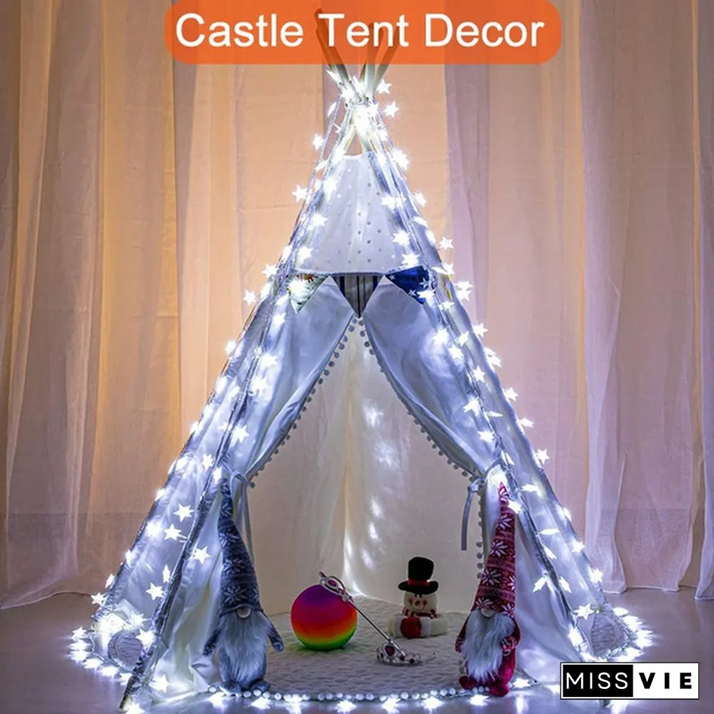 Battery Operated Snowflake Fairy String Lights For Indoor Outdoor Home Bedroom Patio Room
