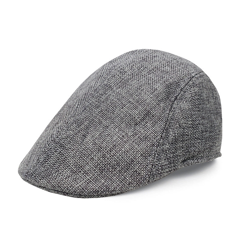 Men’s Retro British Style Solid Color Curved Eaves Beret Hat