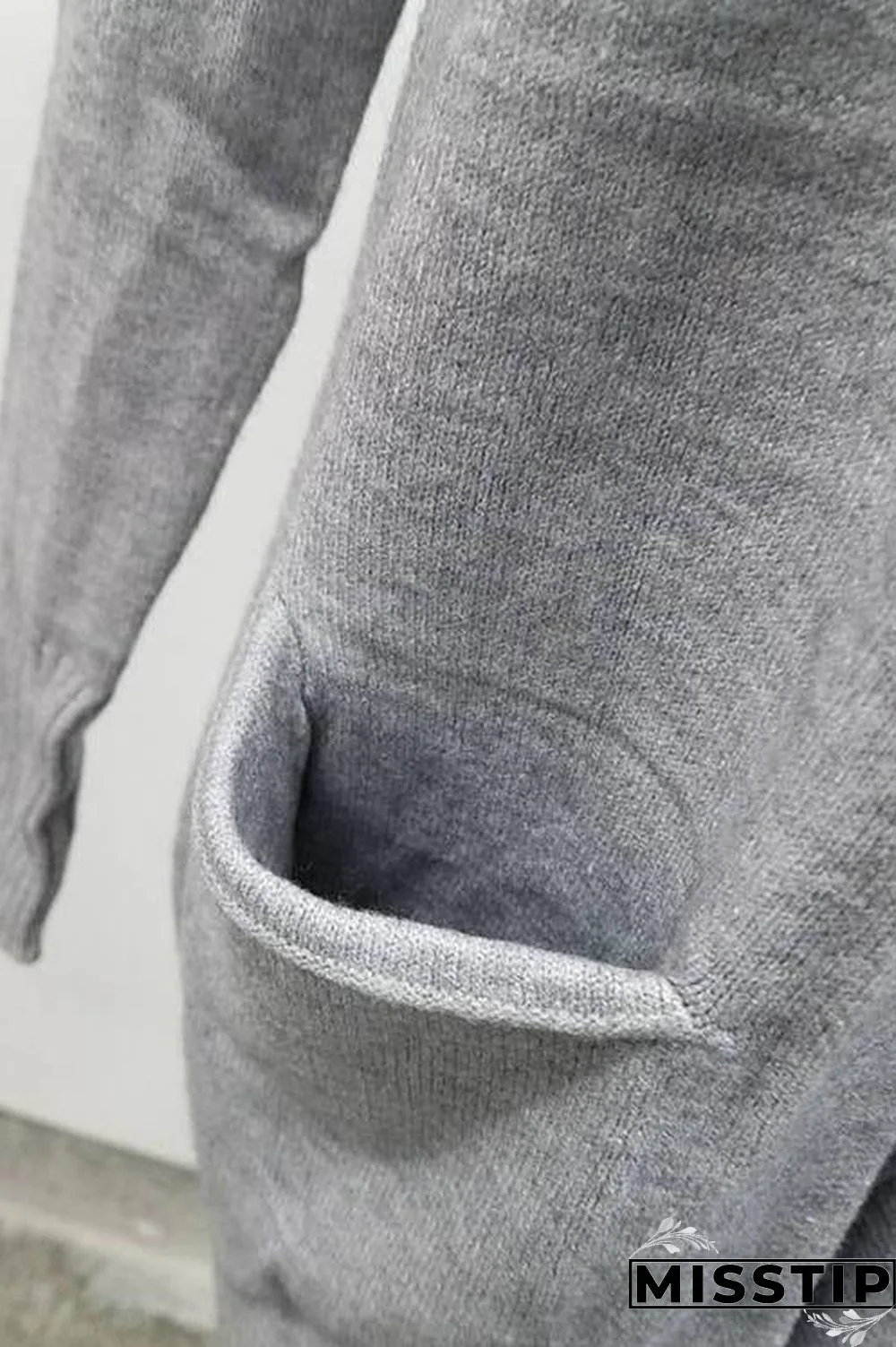 Pocket Knitting Long Coat