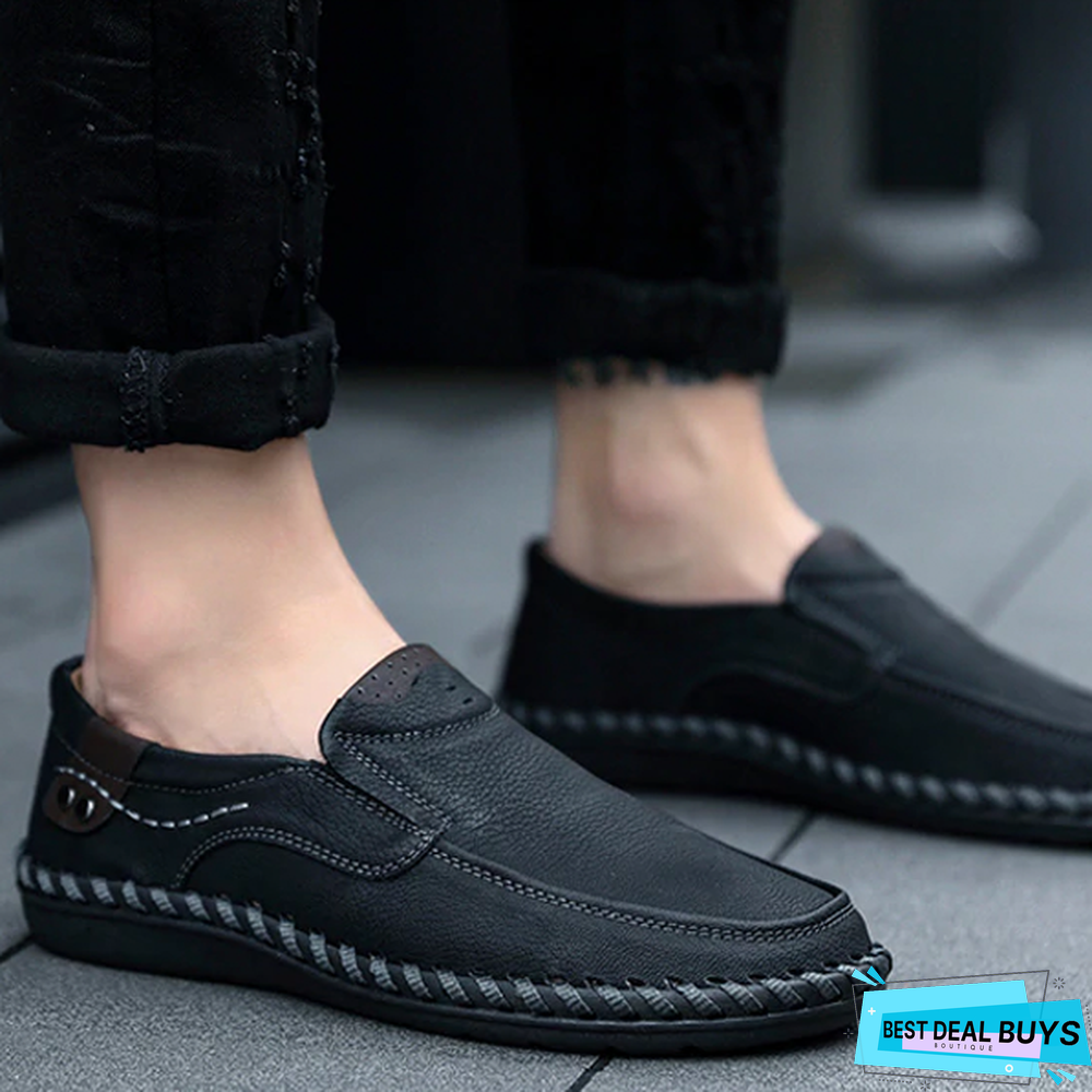 Split Leather Men's Loafers Shoes Breathable Driving Oxfords Shoes Flats Moccasins Shoes