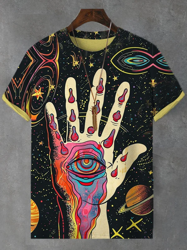 Men's Trippy Omniscient Eye Mystical Art Print T-Shirt