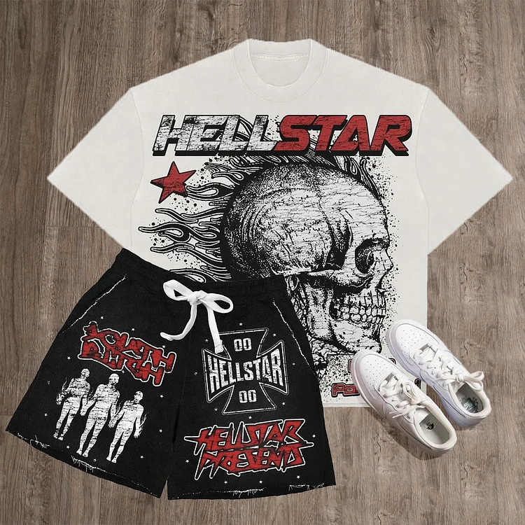 Hellstar Skull Graphic T-Shirt And Shorts Set