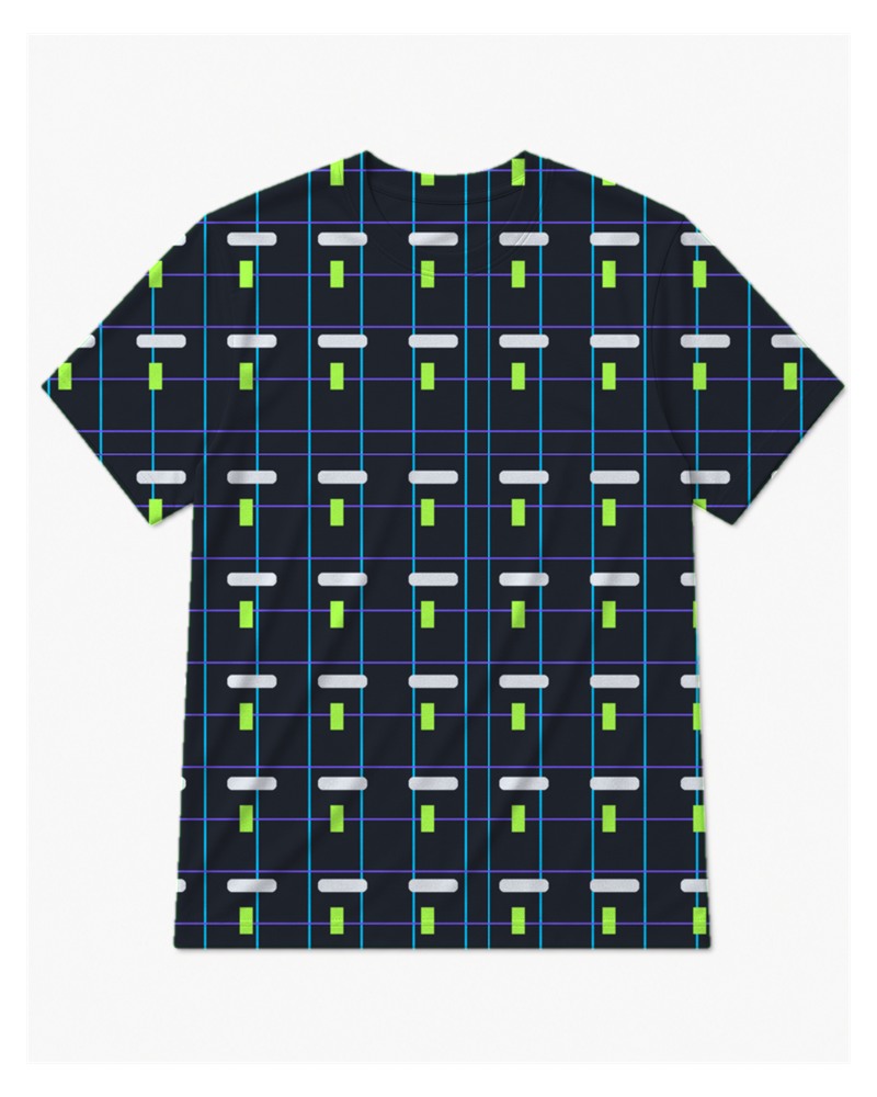 Big & Tall Night Grid Digital Print T-Shirt and Shorts Set