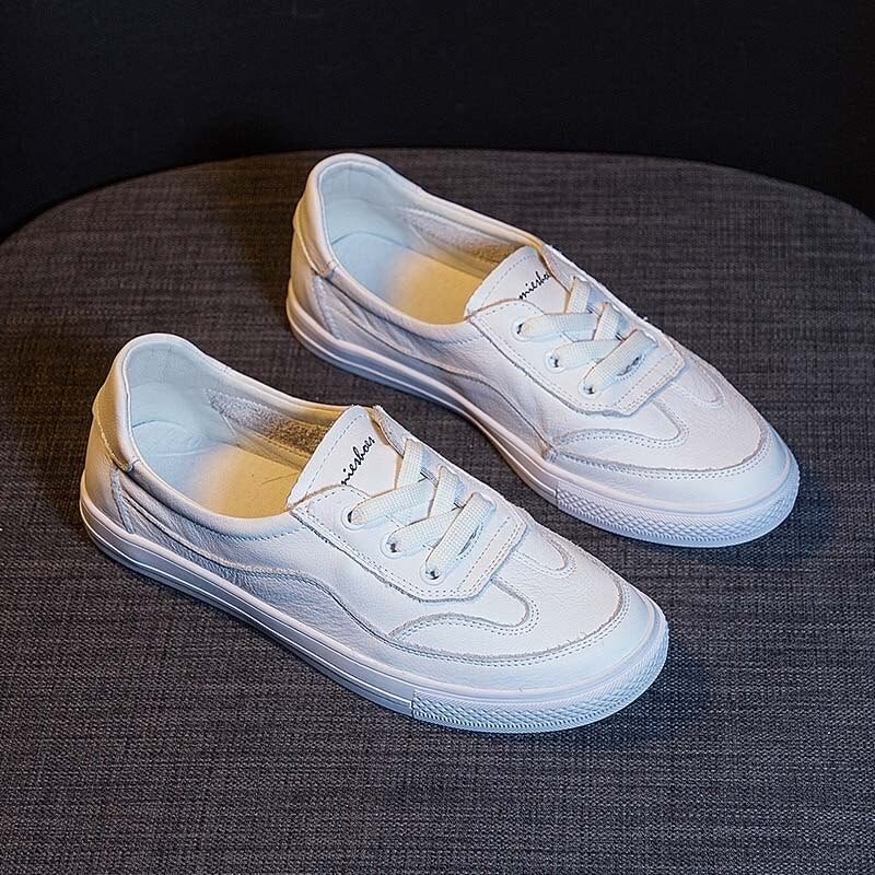 Genuine Leather Casual Shoes Women Sneakers Autumn Light White Sneaker Fashion Comfortable Vulcanized Shoe Woman Summer Flats 40