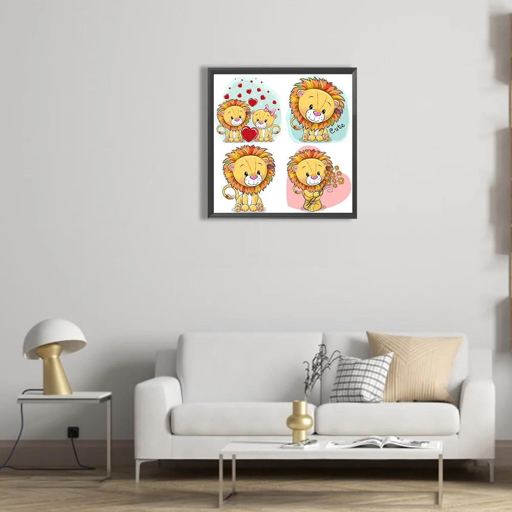 Full Round Diamond Painting 30*30cm - Cartoon Little Lion