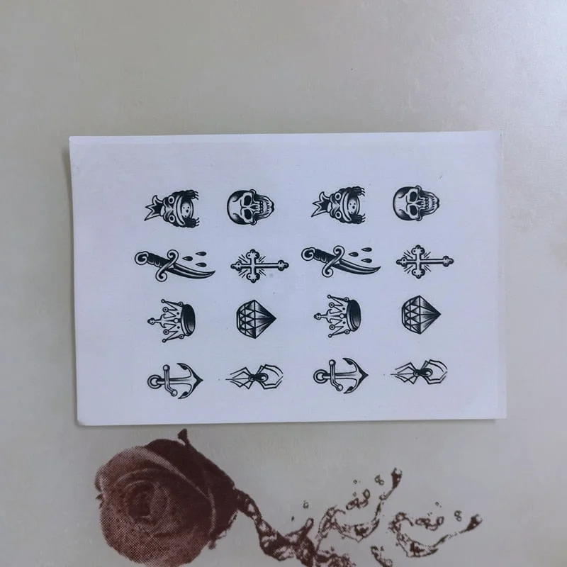 Small Stickers Finger Temporary Tattoo Stickers Men Women Cross Diamond Spider Crown Art Fake Tattoo Finger Cool Tattoo Stickers