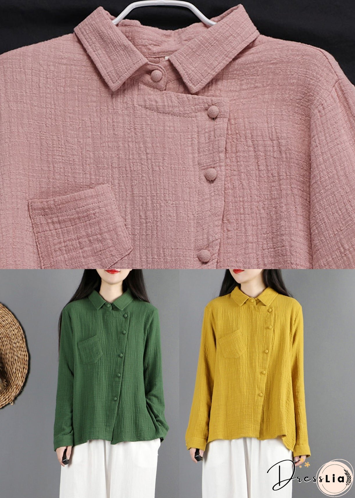 Unique Yellow Patchwork Shirt Long Sleeve