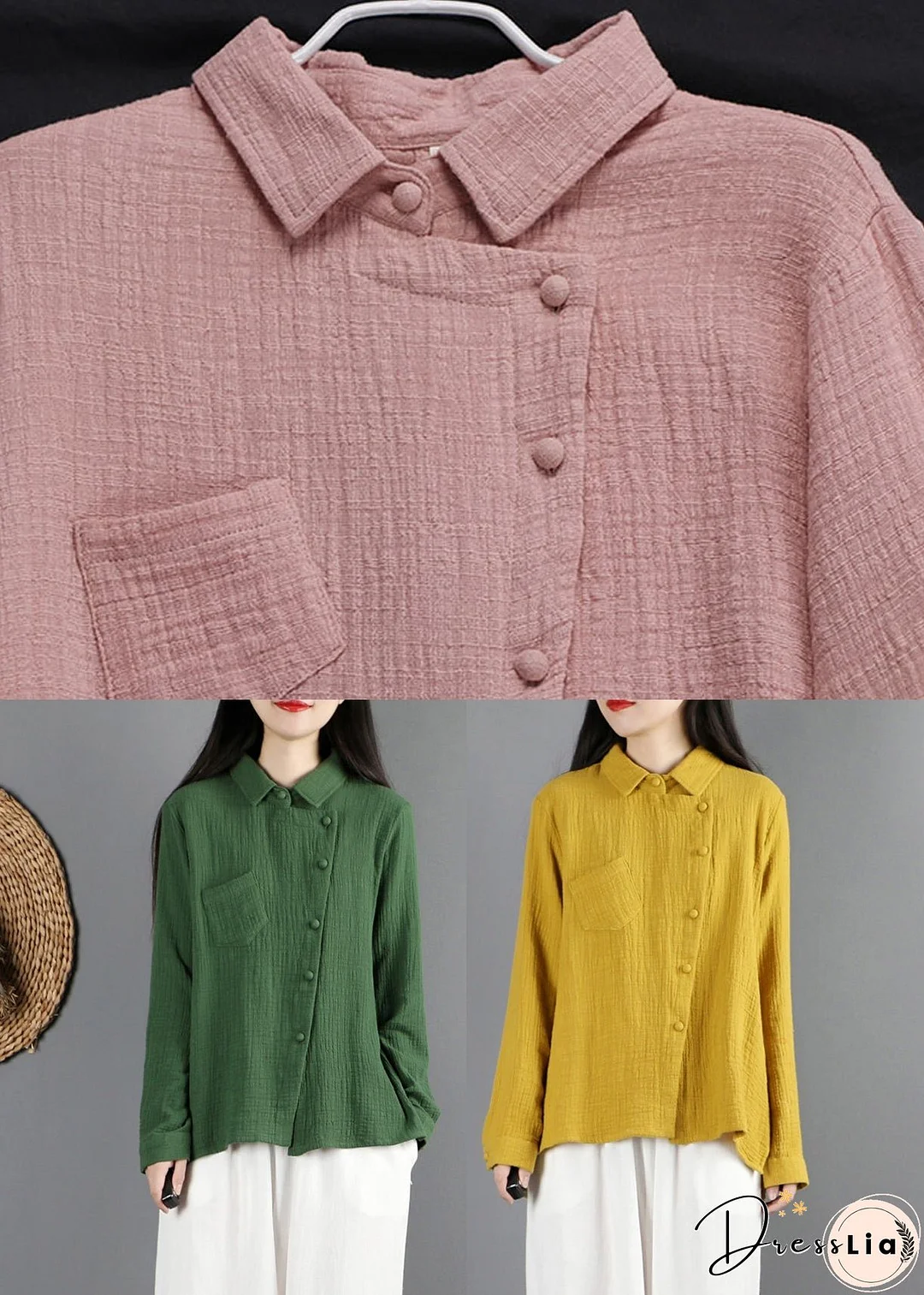 Unique Yellow Patchwork Shirt Long Sleeve