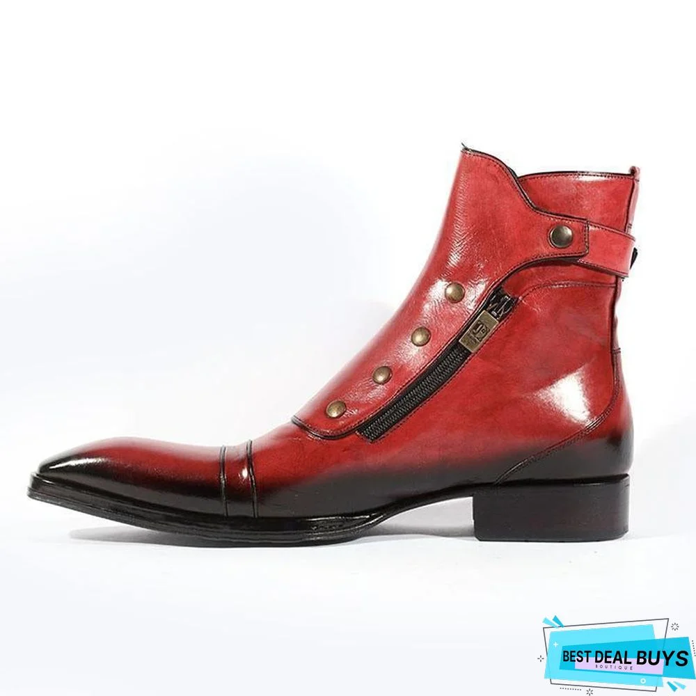 Men's Gentlemen Button Zipper Ankle Boots