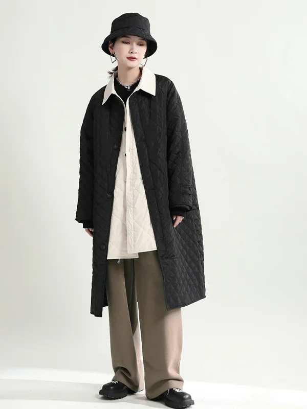 Retro Patchwork Two Wear Rhomb Cotton Coats - yankia