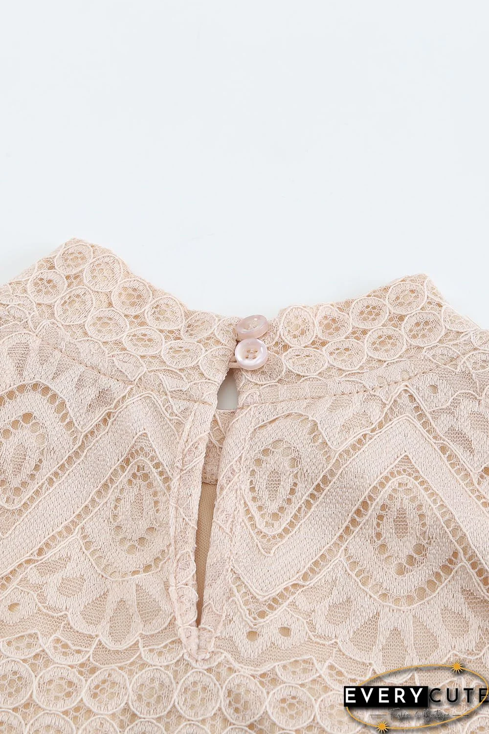 Lace Crochet Ruffle Hollow-out Long Sleeve Top