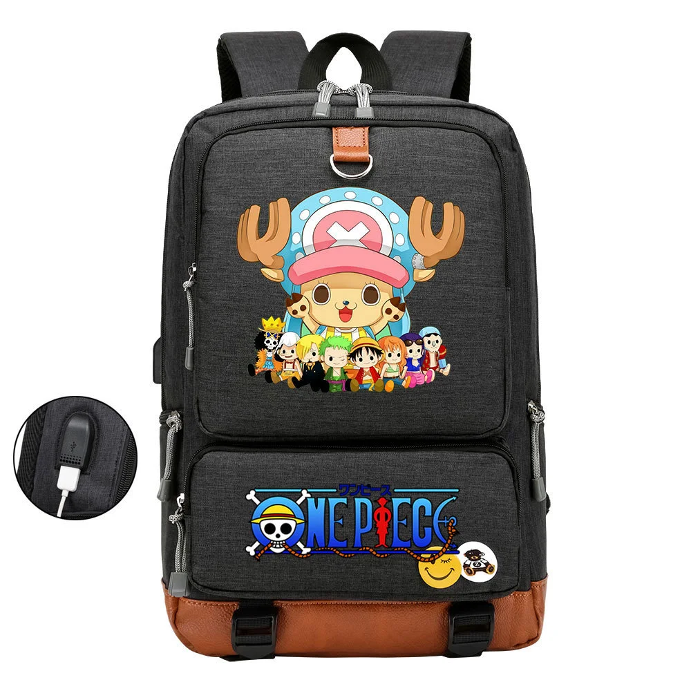 Buzzdaisy Anime-inspired One Piece Backpack with USB Charging Port and 15-inch Laptop Compartment - Perfect for School or Travel