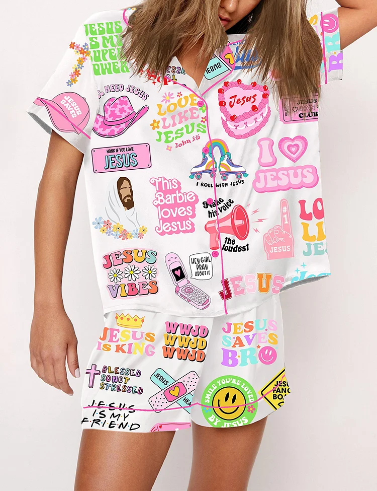Women's Retro Jesus Christian WWJD Pajama Set