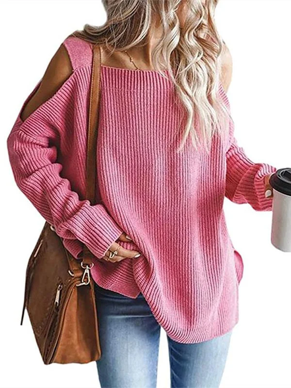 Women Long Sleeve Off-shoulder Top Sweaters