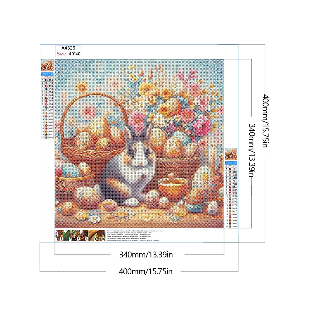 Full Round Diamond Painting 40*40cm - Rabbit