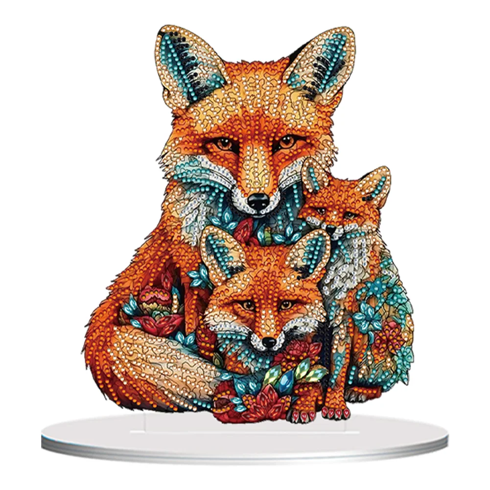 DIY Fox Diamond Painting Acrylic Desktop Ornament for Home Office Desktop Decor
