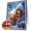 Diamond Painting-DIY Full Round Drill Girl In The Snow