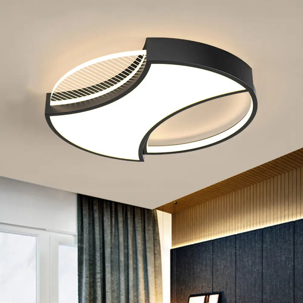 Modern Geometric Metal Led Flush Mount Ceiling Light In Black/Gold - 18&rsquo;/21.5&rsquo; Width Black / 18&rsquo;