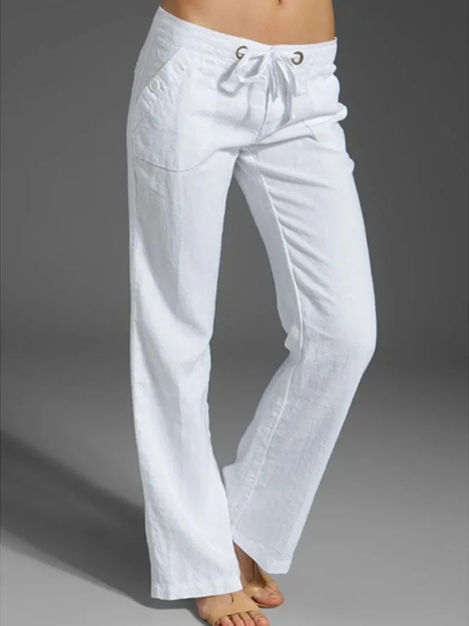 Elastic Waist Solid Color Lounge Pants