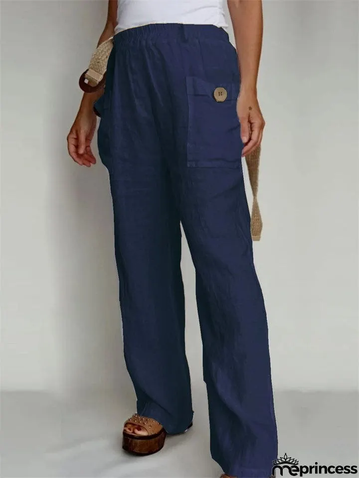 Ladies Summer Pure Color Daily Wear Comfy Trousers