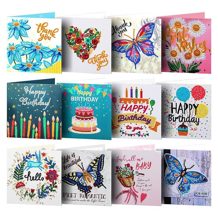 12pcs Diamond Painting Greeting Card Special Shape Embroidery for Birthday gbfke
