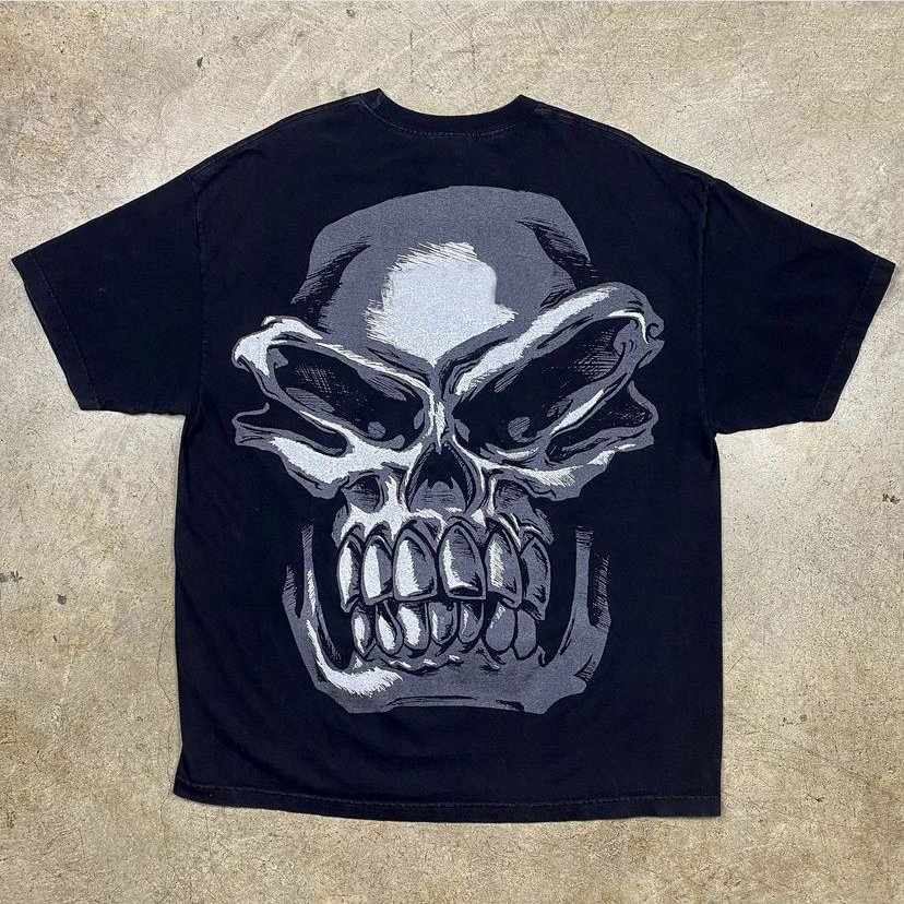 Fashion skull basic print T-shirt
