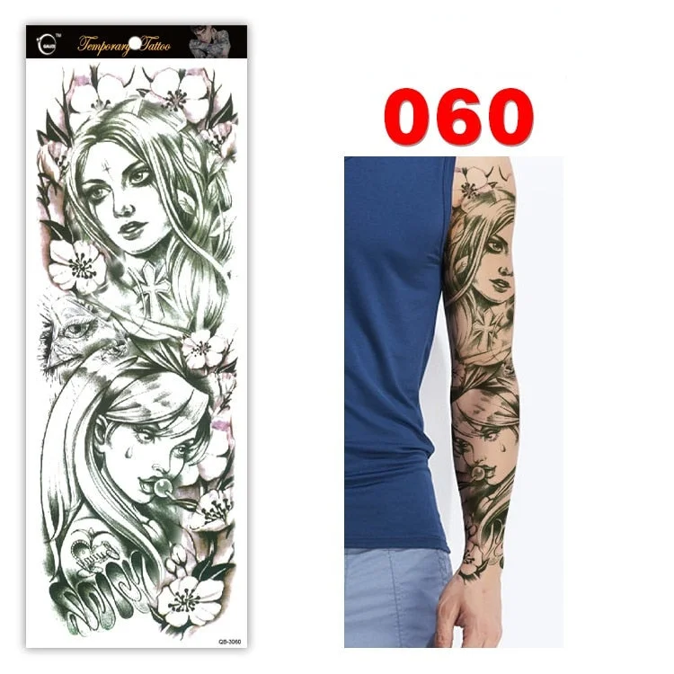 Full Arm Series Temporary Tattoo Full Arm Tattoo Sticker Lasting Waterproof Sweat Flower Arm Full Arm Tattoo Big Picture Sticker