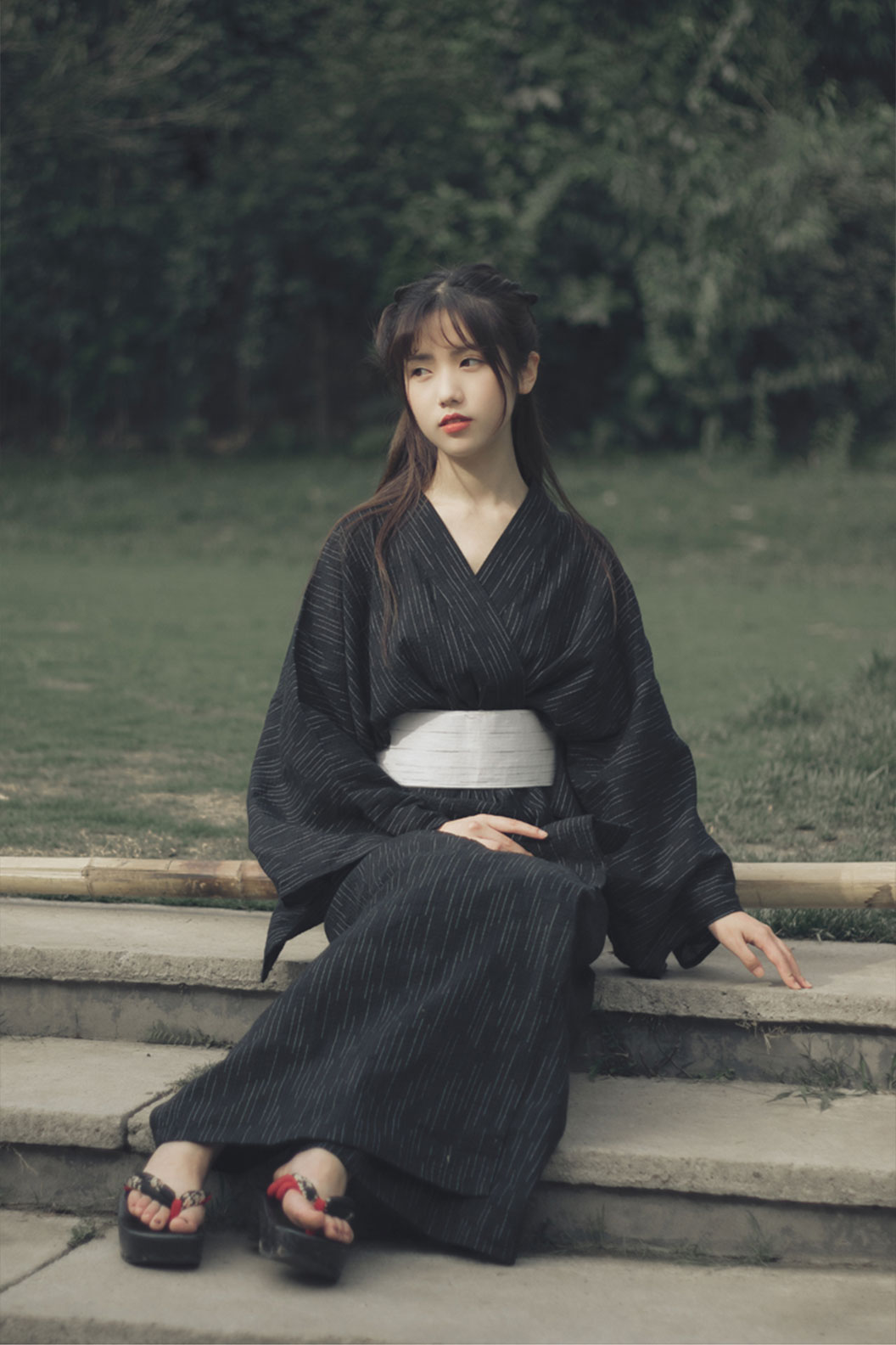Yukata Kimono Yamamoto Style Bathrobe Long Coat Couple Set - じんじゃのあきまつり Stupa Stones
