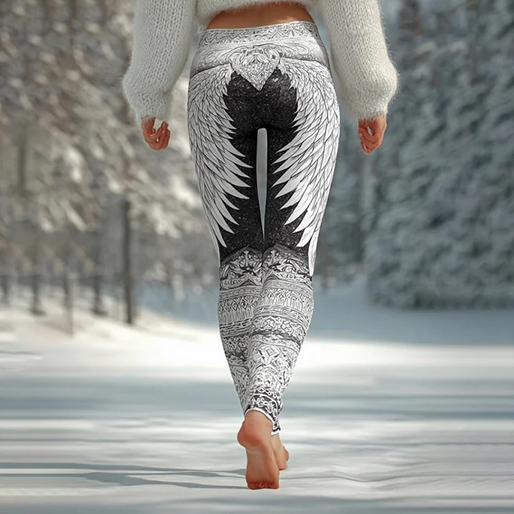 Retro Viking Celtic Wing Pattern Comfortable Leggings