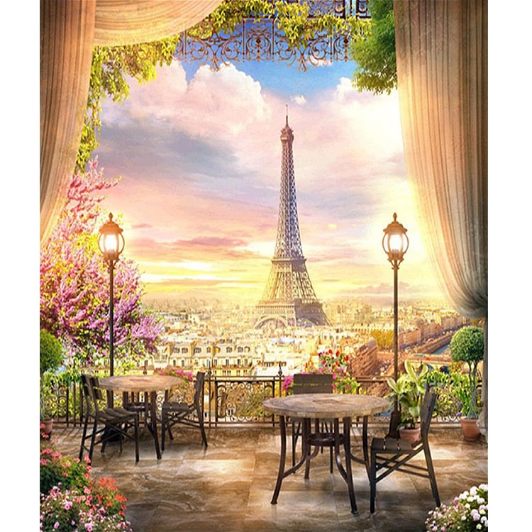 40*50CM Diamond Painting Courtyard Scenery Full Square Rhinestone Picture Home Art