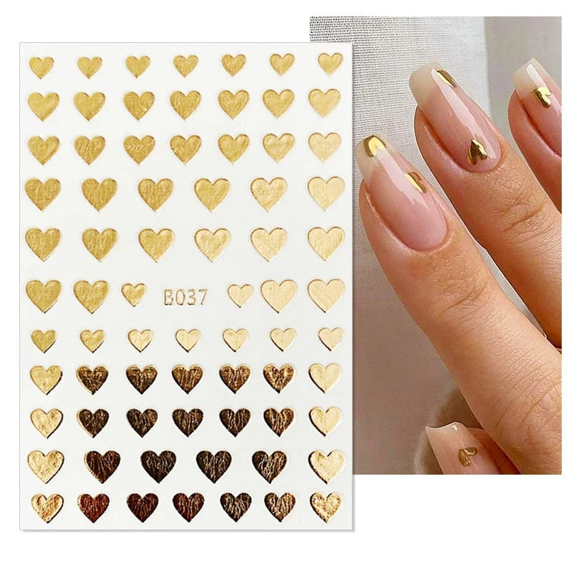 1PC 3D Nail Stickers Red Heart Love Self-Adhesive Slider Nail Art Decorations Valentine's Day Decals Manicure Accessories Tool-Nail Inspo
