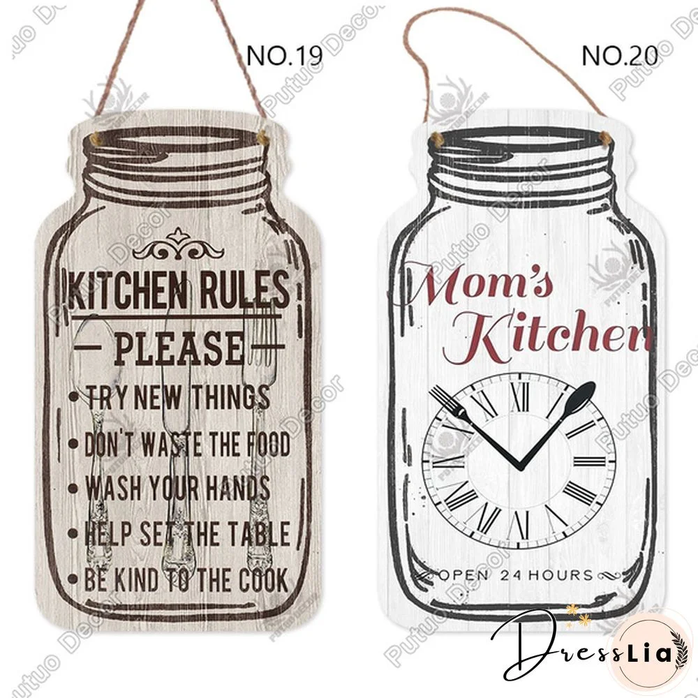 Putuo Decor-Kitchen Mason Jar Shape Plaque Wooden Signs for Rustic Kitchen Home Wall Decor（4.5"&times;8.3"）