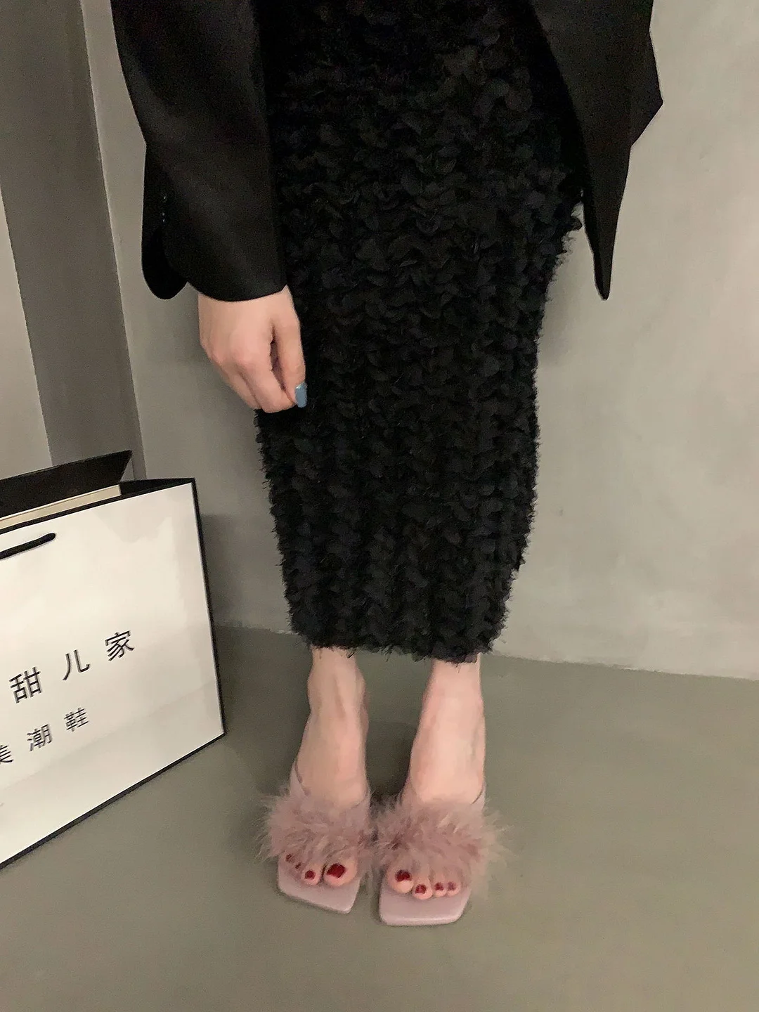 Breakj Breakj High-Heeled Slippers Women's Shoes Wear 2025 New Summer Fairy Black Cool Drag Sandals