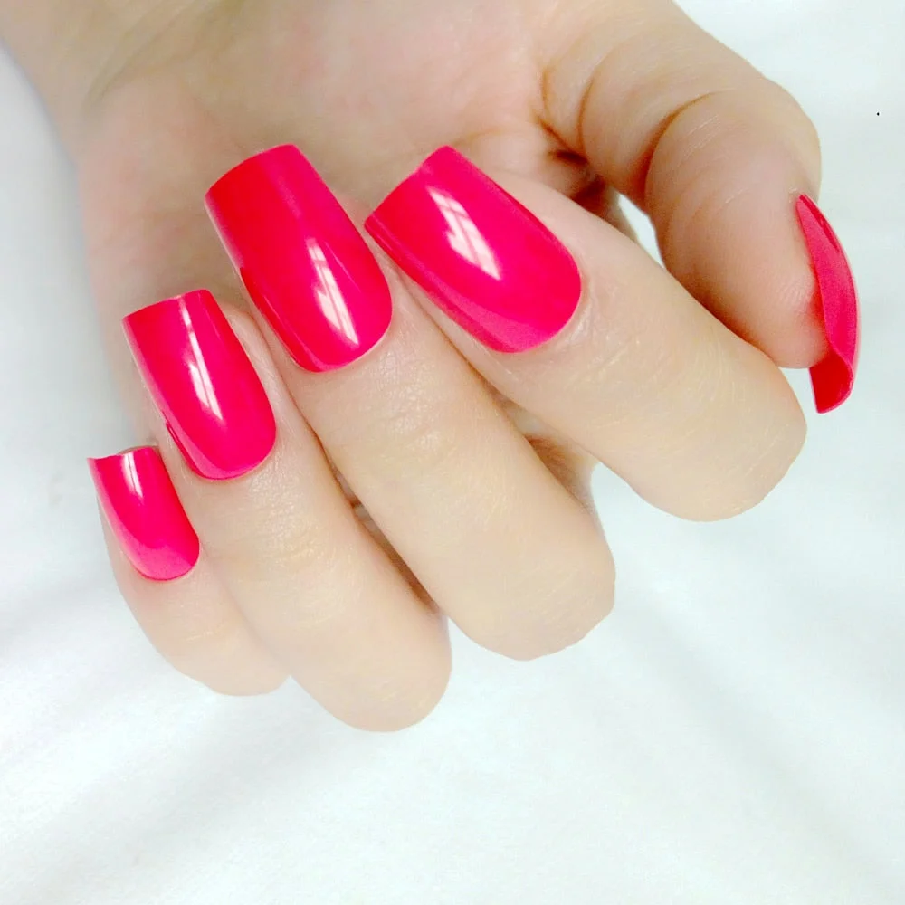 24Pcs Shiny Natural Nude Long Fake Nails Flat Artificial False Nails For Design DIY Press On Finger Tips Manicure Tool-Nail Inspo