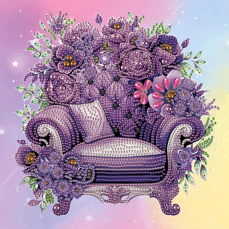 Purple Sofa Bouquet 30*30cm (Canvas) Special Shaped Drill Diamond Painting gbfke