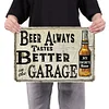 Beer Always Tastes Better In The Garage - Vintage Metal Signs(12*16Inch) - Bar