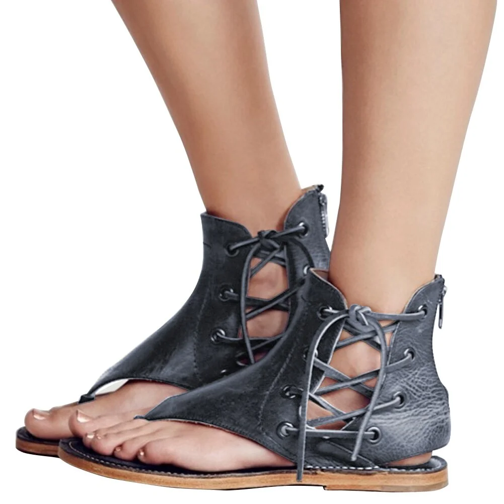 Summer Women Flats Sandals Fashion Strap Leopard PU Leather Bohemia Shoes Casual Open Toe Roman Gladiator Flip Flops Sandals