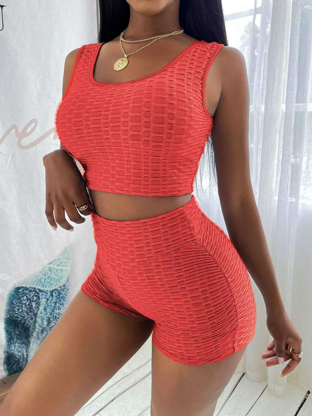 Women's Pineapple Grid Breathable Sports Suit