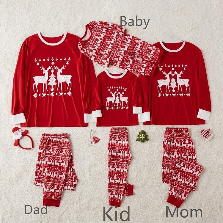 Family Matching ReinDeer Pajamas Set  for Dad - Mom - Kid
