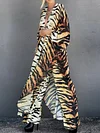 Tiger Stripes Half Sleeve Belt Cover-Ups Tops & Wide Belt