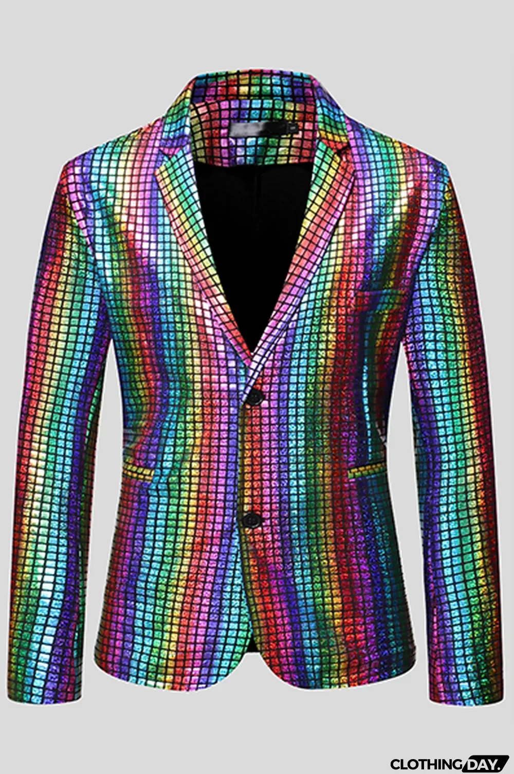 Gold Fashion Street Plaid Bronzing Split Joint Buckle Turn-back Collar Outerwear