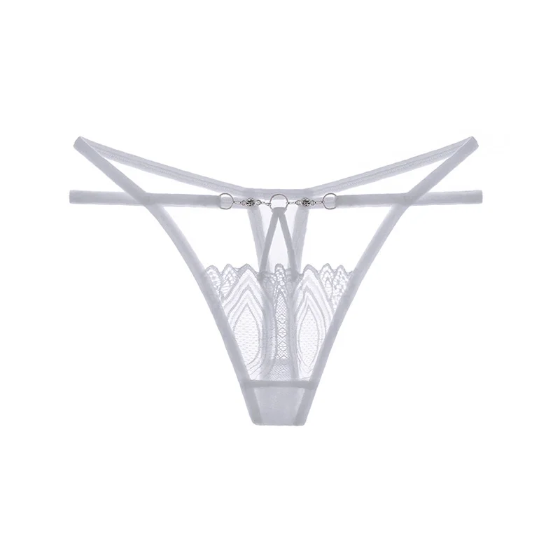 Billionm Underwear Women's T Pants Fashion Lace Sexy Temptation Hollow Thong Low Waist Bronzing Ring Embroidery Perspective