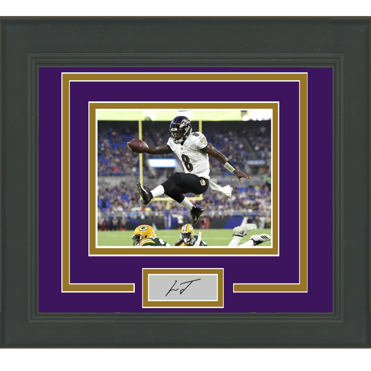 Framed Lamar Jackson Facsimile Laser Engraved Auto Baltimore Ravens Photo Poster painting