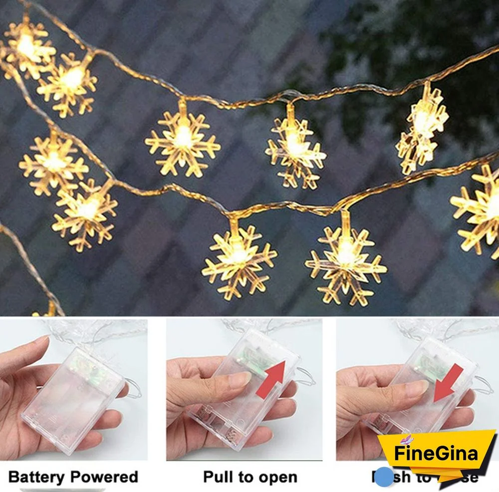 Battery Operated Snowflake Fairy String Lights For Indoor Outdoor Home Bedroom Patio Room Garden Party Xmas Christmas Tree Decorations(Battery Is Not Include)