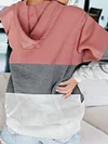 Color Block Hoodie Zipper Lace Hooded Womens Sweatshirt