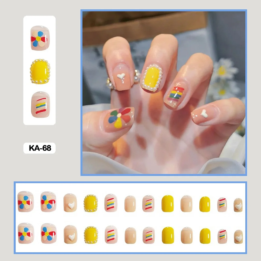 Butterfly Lovely Girl Nail Art Wearable Press On Fake Nails Tips With Glue And Sticker 24pcs/box With Wearing Tools As Gift-Nail Inspo