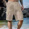 Men's Linen Summer Drawstring Elastic Beach Surf Shorts by Inlyline