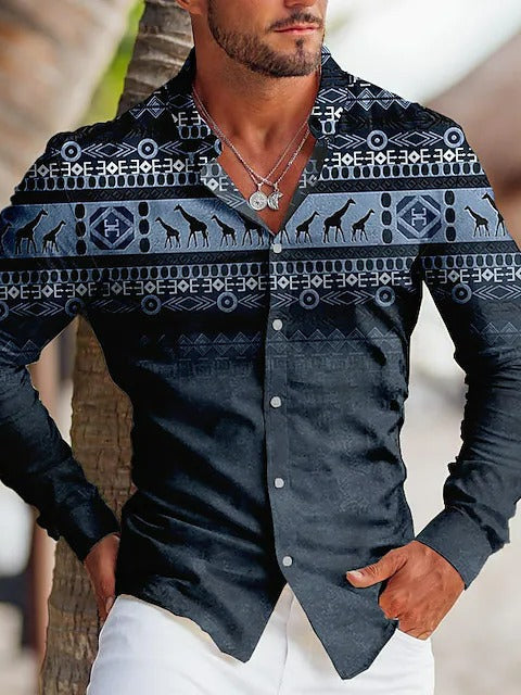 Women Long Sleeve V-neck Graphic Floral Printed Top